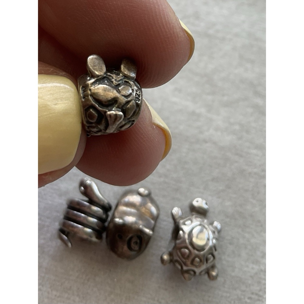 Pandora Lot Of 4 ALE 925 Sterling Silver Charm Snake Giraffe Turtle Dog - Picture 2 of 10